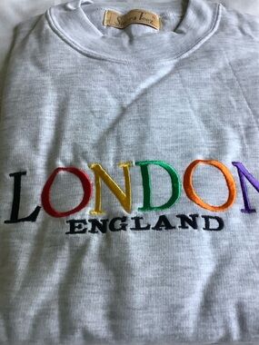 Men’s Grey Embroidered London Sweatshirt-XL-New!
